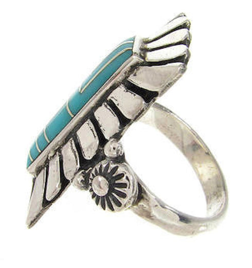Southwest Sterling Silver Turquoise Ring Size 5-1/4 OS59376